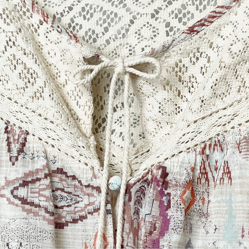 Billabong Aztec Printed Boho Button Down Tassel T… - image 2